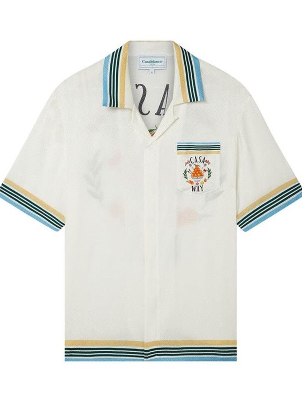 Men’s White Short-Sleeve Polo Shirt with Striped Trim